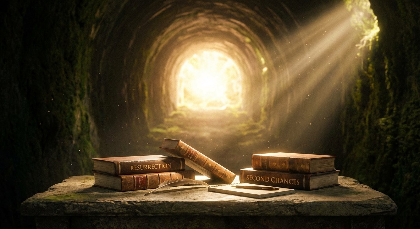 Dawn breaking over an ancient cemetery